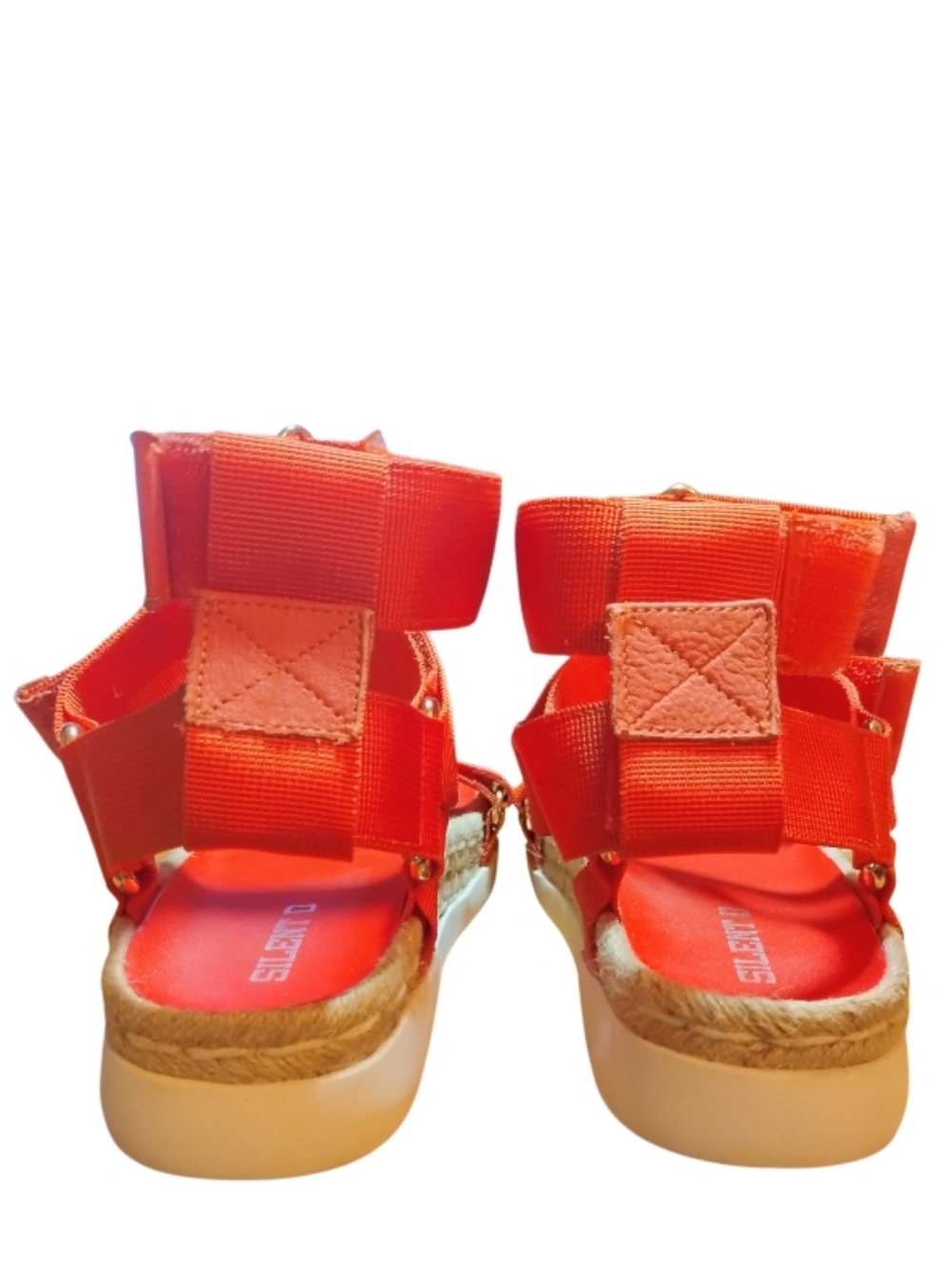 Silent D Women's Red Orange Strappy Platform Sandals. - Picture 2 of 4